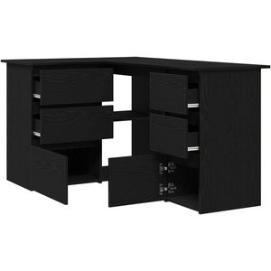 vidaXL - Zwart - Eiken - Hoekbureau, - 145x100x76 - cm, - Gemaakt - van - Bewerkt - Hout