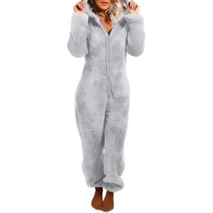 Warme Dames Pyjama - Onesie - Capuchon - Jumpsuit met Rits - Mode - Maat S/M