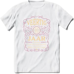 40 Jaar Legendarisch Gerijpt T-Shirt | Oud Roze - Ivoor | Grappig Verjaardag en Feest Cadeau Shirt | Dames - Heren - Unisex | Tshirt Kleding Kado | - Wit - S