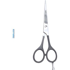 MEDLUXY® - Kappersschaar, Snor en Baard Schaar - Rechtshandig - 15 cm - met micro karteling - zwart handvat - multifunctioneel - ML0041