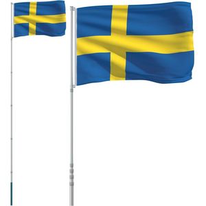 vidaXL-Vlag-met-vlaggenmast-Zweden-5,55-m-aluminium