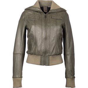 Leren bomber dames jas olijf groen bomberdina - XS