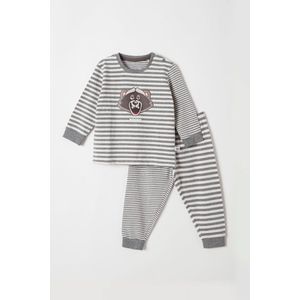 Woody - Pyjama grijs gestreept Wasbeer - maat 56