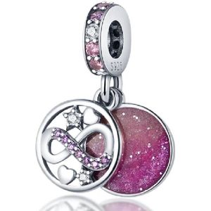 Infinity Bedel - 925 Zilver- Paarse Zirkonia - Bedelarmband - RomyStones