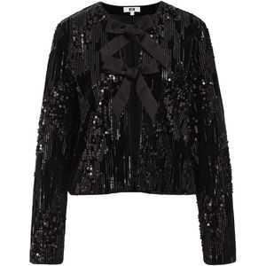 WE Fashion - Blouseshirt - Zwart - Lange Mouw - Pailletten