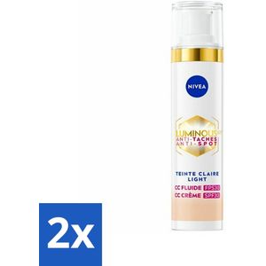 2 x NIVEA - Cellular LUMINOUS630 CC Crème Licht - Gekleurde Dagcrème - Tegen Pigmentvlekken - SPF 30 - 40 ml - Gekleurde Dagcrème - Anti-pigmentvlekken - CC Cream - NIVEA Cellular LUMINOUS630 - SPF 30