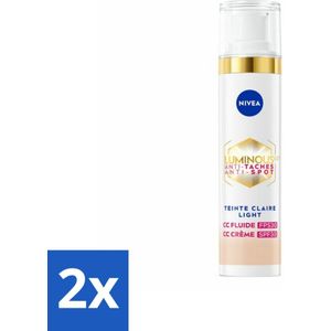 2 x NIVEA - Cellular LUMINOUS630 CC Crème Licht - Gekleurde Dagcrème - Tegen Pigmentvlekken - SPF 30 - 40 ml - Gekleurde Dagcrème - Anti-pigmentvlekken - CC Cream - NIVEA Cellular LUMINOUS630 - SPF 30