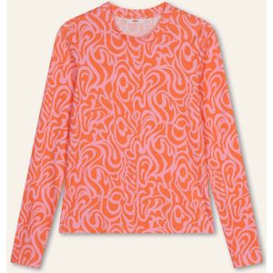 Oilily - Tizza print long sleeves jersey crew top - Roze - L