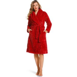 Badjas imitatie bont – fake fur – dik & warm – rode badjas dames- Pastunette – maat XXL