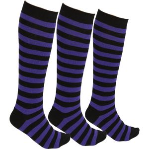 LIEVE SOKKEN kniekousen voor dames – Maat 37-41 – Katoen – Zwart & paars – Set van 3 – Zacht, elastisch, ademend en duurzaam