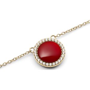 Daniel Wellington - Audrey Red Agate Choker - Dames Choker - Goudkleurig - RVS