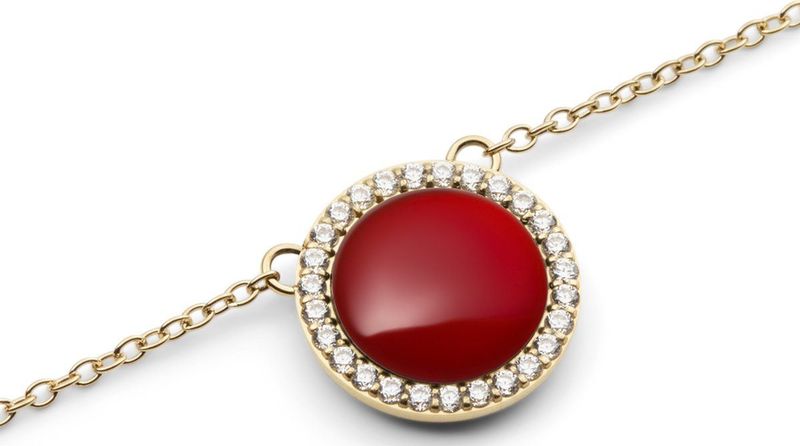 Daniel Wellington - Audrey Red Agate Choker - Dames Choker - Goudkleurig - RVS