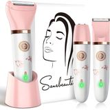 3-in-1 Ladyshave Gezicht - Oksels - Benen - Bikinilijn - Sansbeauté® - Scheerapparaat Vrouw - Ontharingsapparaat Electrisch Ontharen - Gezichtsontharing Dames - Trimmer Vrouw - Ladyshaves Bikini - USB Oplaadbaar