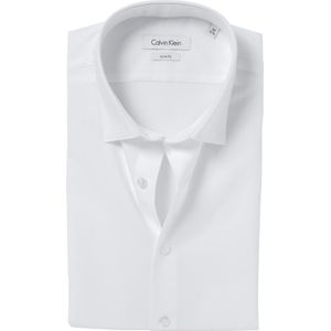 Calvin Klein slim fit overhemd - 2-ply stretch - wit - Strijkvriendelijk - Boordmaat: 44