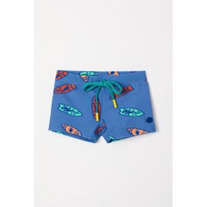 Woody zwembroek jongens - blauw met surfplank all-overprint - 241-10-ZWS-A/939 - maat 152
