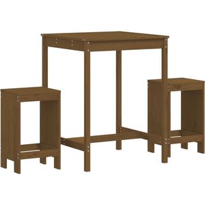 vidaXL - 3-delige - Tuinbarset - massief - grenenhout - honingbruin
