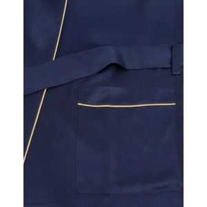 Zijden Heren Kamerjas Cologne - Luxe 100% Moerbeizijde - Exclusief, Stijlvol & Perfect Cadeau van Puur Zijde - Indigo Blauw - Maat M