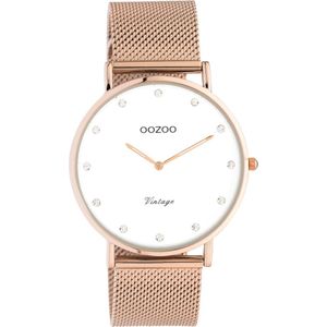 OOZOO Vintage series - rosé goudkleurige horloge met rosé goudkleurige metalen mesh armband - C20238 - Ø40