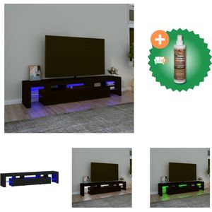 vidaXL Tv-meubel met LED-verlichting 200x36-5x40 cm zwart - Kast - Inclusief Houtreiniger en verfrisser