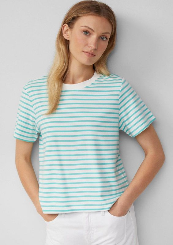 s.Oliver - Shirt - Mintgroen/Wit - T-shirt - Gestreept