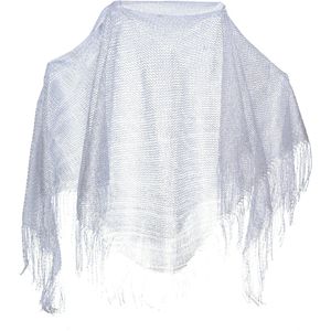 Zilveren visnet poncho/ omslagdoek/ stola dames