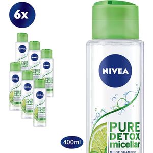 NIVEA - Pure Detox - Shampoo - 6 x 400 ml - Organische Groene Thee en Limoen