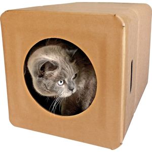 Kattenhuis - Kattenmand - Kartonnen kattenhuis - Katten slaapplaats - Kattenmeubel - CatBox - Afm.: 37x37x46 cm