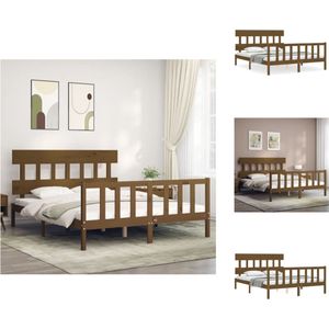 vidaXL Massief grenenhouten bedframe - 205.5 x 155.5 x 81 cm - Honingbruin - 150 x 200 cm (5FT King Size) - Bed
