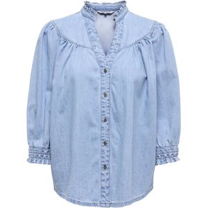 ONLY Dames Blouse Lichtblauw – Regular Fit – 100% Katoen Denim – 3/4 Mouw