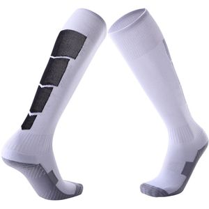1 paar - Kniehoge sportsokken - Verdikte badstof met schokabsorptie en antislipfunctie - Unisex - Volwassene (past bij schoenmaten 39-45) - Wit