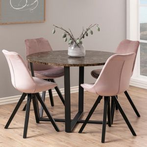 Sohome Ronde Eettafel Sheetal - Ø110cm Marmerlook - Bruin