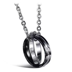 Akyol - Eternal Love Ring – Ketting – Love ketting – 1 stuks – Cadeau voor hem – Cadeau voor haar – Valentijn – Love – Liefde – 1 love ketting – Koppel set – Relatie - zwart