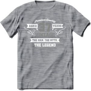 37 Jaar Legend T-Shirt | Zilver - Wit | Grappig Verjaardag en Feest Cadeau | Dames - Heren - Unisex | Kleding Kado | - Donker Grijs - Gemaleerd - M