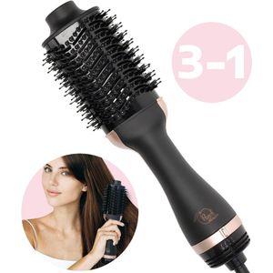 Peachbeauty 3-in-1 Föhnborstel - Haarborstel Electrisch - Stijlborstel - Warme luchtborstel - Zwart