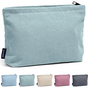 Homesy - Cosmetische tas voor vrouwen, kleine make-uptas voor portemonnee, corduroy, make-uptas, draagbare make-uptas voor op reis, met metalen rits, kleine make-up tas - Groen