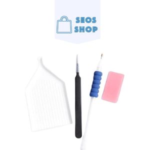 Diamond Painting Ergonomische Soft Grip Tools Setje - Pincet - Plastic Bakje - Wax - Pen - Diamond Paintings SEOS Shop ®