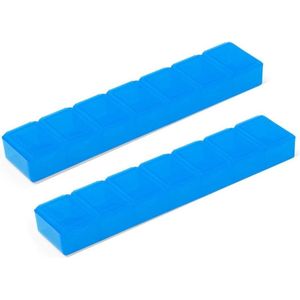 2x Medicijnen doos/pillendoos 7 daags blauw transparant 15 cm - Drogisterij/persoonlijke verzorging accessoires