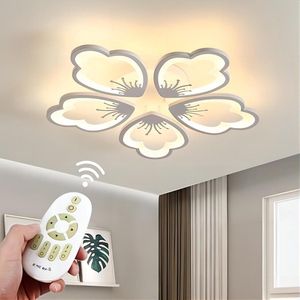 Goeco Plafondlamp - 65cm - Groot - 60W - Dimbare LED - Met Afstandsbediening - 6750lm - Acryl Metalen Bloemblaadje Kroonluchter