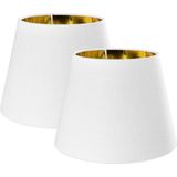 Navaris - Set van 2 - Lampenkappen - Wit/Goudkleurig - E27 Fitting, Hoogte 16,2 cm, Diameter 22/15,3 cm