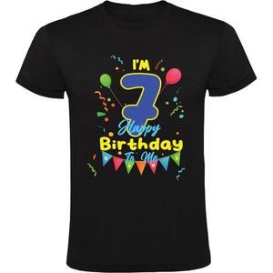 I'm 7 Happy Birthday To Me Kinder T-shirt 104 | Jarig | Verjaardag | Feest | 7 jaar