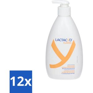 12 x Lactacyd Classic - Intieme Waslotion - Reinigend - Met Natuurlijk Melkzuur - 400 ml - Intieme Waslotion - Milde Reiniging - Natuurlijke Melkzuur - PH-balans - Intieme Zone