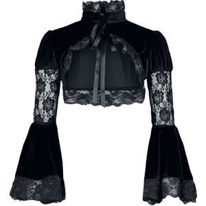 Gothicana Zwarte bolero met kanten rand en pofmouwtjes Vrouwen - M