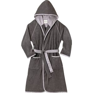 Tom Tailor unisex badjas 100% katoen feel good badstof met capuchon maat S - XL grijs