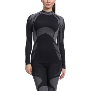 Ladeheid Dames Thermoshirt - Thermo ondergoed – Vrouwen - Thermokleding - Longsleeve - LA-SS-Thermo-Shirt-Women - Zwart/Grijs - XL