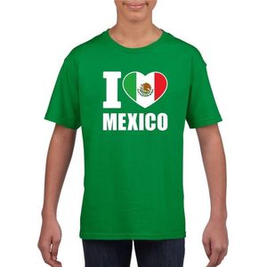 Groen I love Mexico fan shirt kinderen 122/128