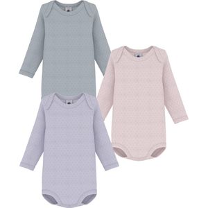 Petit Bateau Setje van opengewerkt katoenen babybodys met lange mouwen