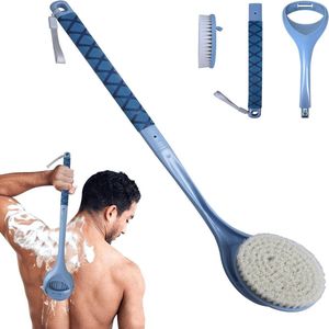Rugborstel 518 cm afneembare doucheborstel voor lichaamscrub en dieptereiniging voor mannen, vrouwen en ouderen (blauw) met lange steel