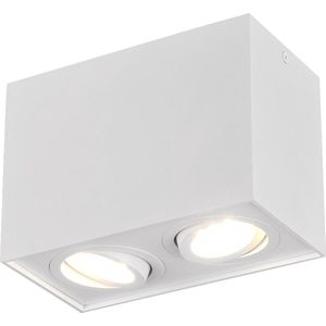 LED Plafondspot - Trion Bisqy - GU10 Fitting - 2-lichts - Rechthoek - Mat Wit - Aluminium