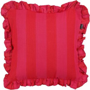 Mica Decorations Sierkussen - L45 x B45 x H10 cm - Katoen - Roze, Rood
