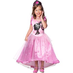 Rubies - Barbie Kostuum - Kinder Princess Barbie Kostuum Meisje - Roze, Zwart - Maat 116 - Carnavalskleding - Verkleedkleding
